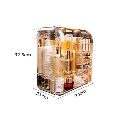 SOGA Transparent Cosmetic Storage Box Clear Makeup Skincare Holder with Lid Drawers Waterproof  Dustproof Organiser • LUZ-BathC107