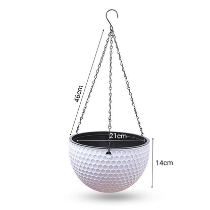 SOGA 2X White Medium Hanging Resin Flower Pot Self Watering Basket Planter Outdoor Garden Decor • LUZ-HangPot12WHTX2