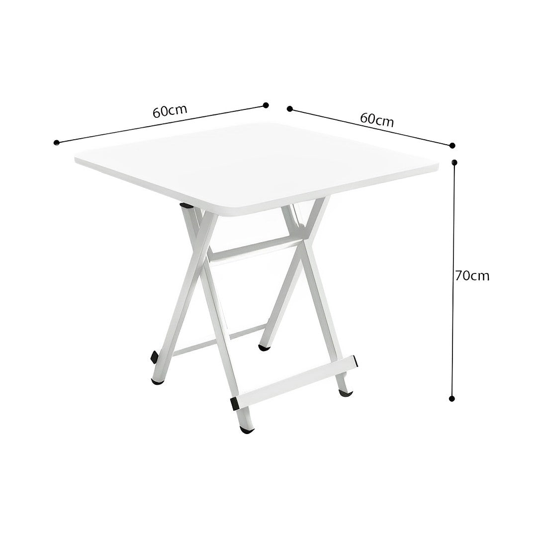 SOGA 2X White Dining Table Portable Square Surface Space Saving Folding Desk with Lacquered Legs  Home Decor • LUZ-TableSQ731X2