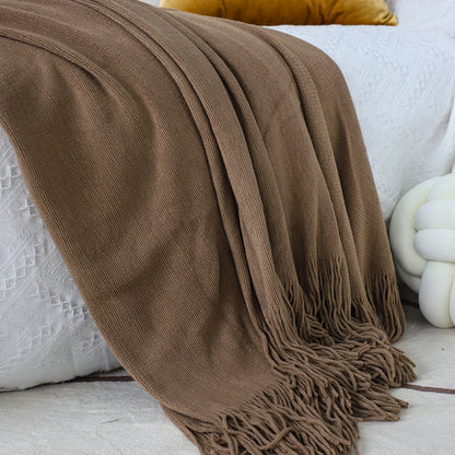 SOGA 2X Coffee Acrylic Knitted Throw Blanket Solid Fringed Warm Cozy Woven Cover Couch Bed Sofa Home Decor • LUZ-Blanket906X2