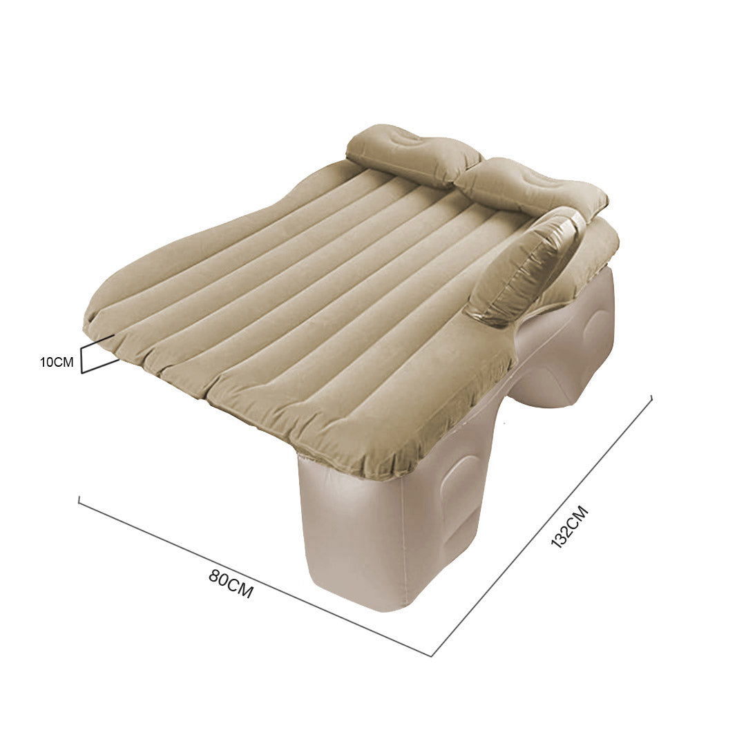 SOGA 2X Beige Stripe Inflatable Car Mattress Portable Camping Rest Air Bed Travel Compact Sleeping Kit Essentials • LUZ-CarMat003X2