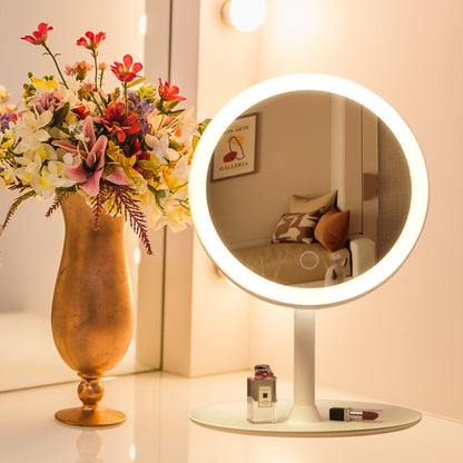 SOGA 26cm White Round Smart LED Makeup Bedroom Table Vanity Mirror Tricolor w/ 5x Magnification LUZ-MirrorE7