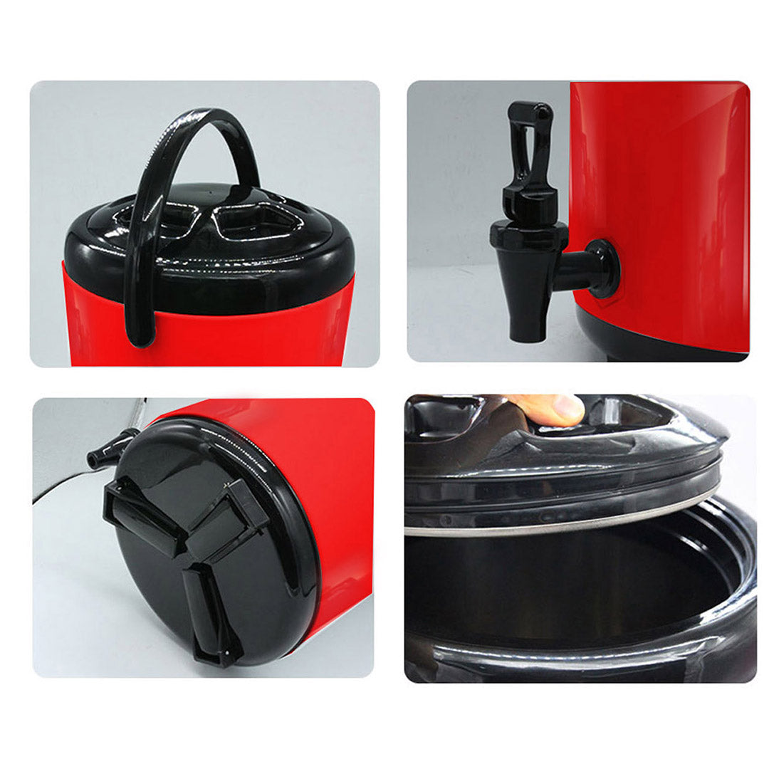 SOGA 2X 8L Stainless Steel Insulated Milk Tea Barrel Hot and Cold Beverage Dispenser Container with Faucet Red • LUZ-VICDispenser8LREDX2