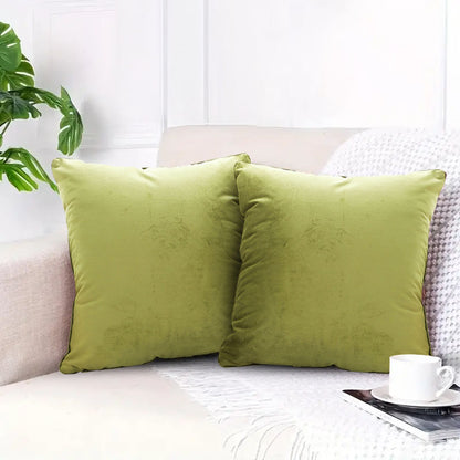 SOGA 2X 45cm Subtle Fluorescent Green Foliage Velvet Square Throw Pillow • LUZ-FrenchCushion257X2