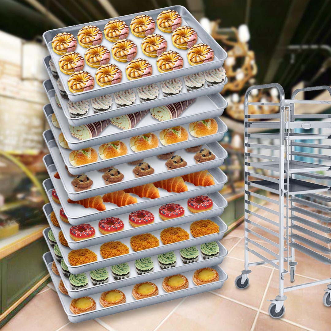 SOGA 10X Aluminium Oven Baking Pan Cooking Tray for Baker Gastronorm 60*40*5cm • LUZ-GastronormPlate6040X10