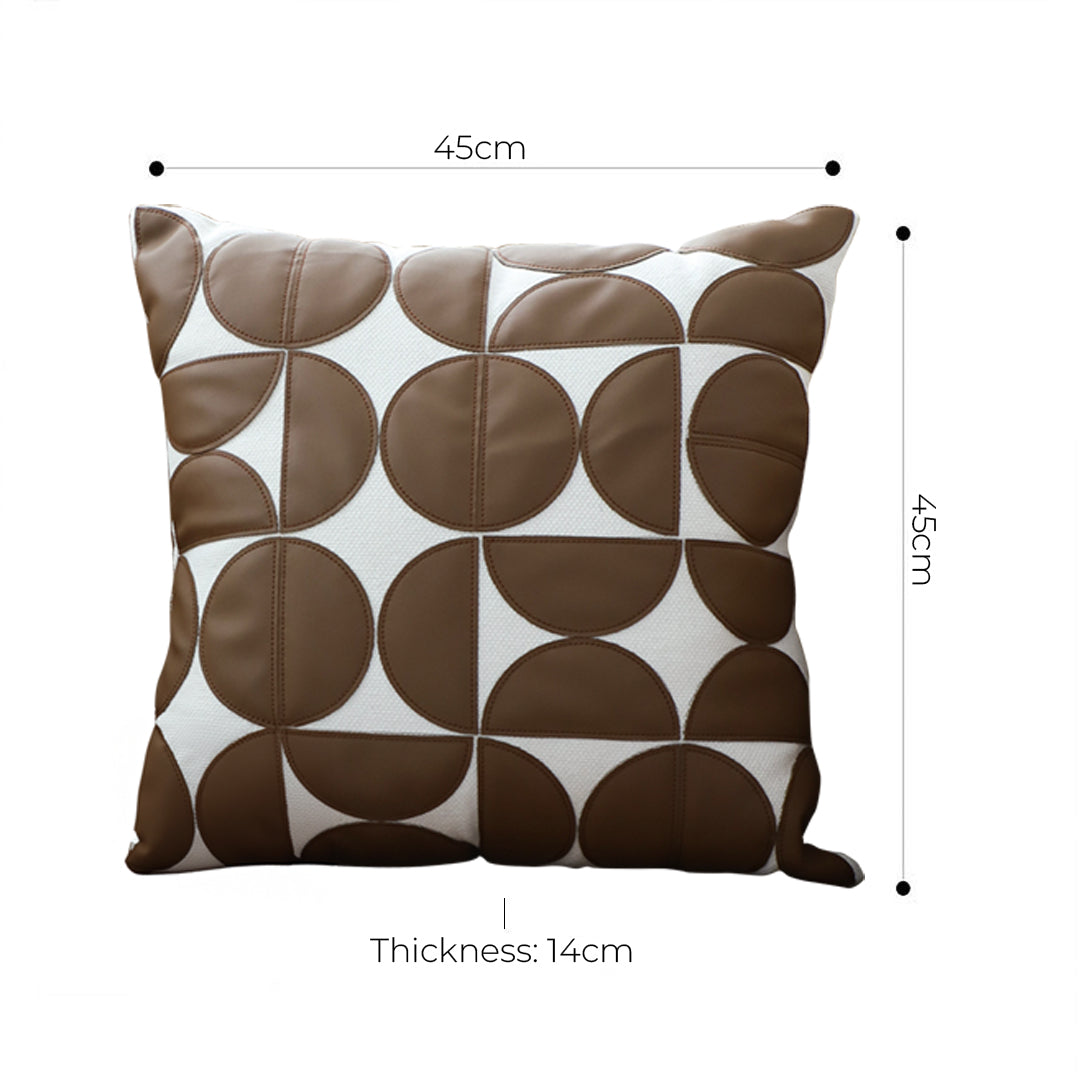 SOGA 2X 45cm Brown Leather Square Pillow Half Moon Patchwork Design Decorative Cushion for Living Room • LUZ-FrenchCushion284X2