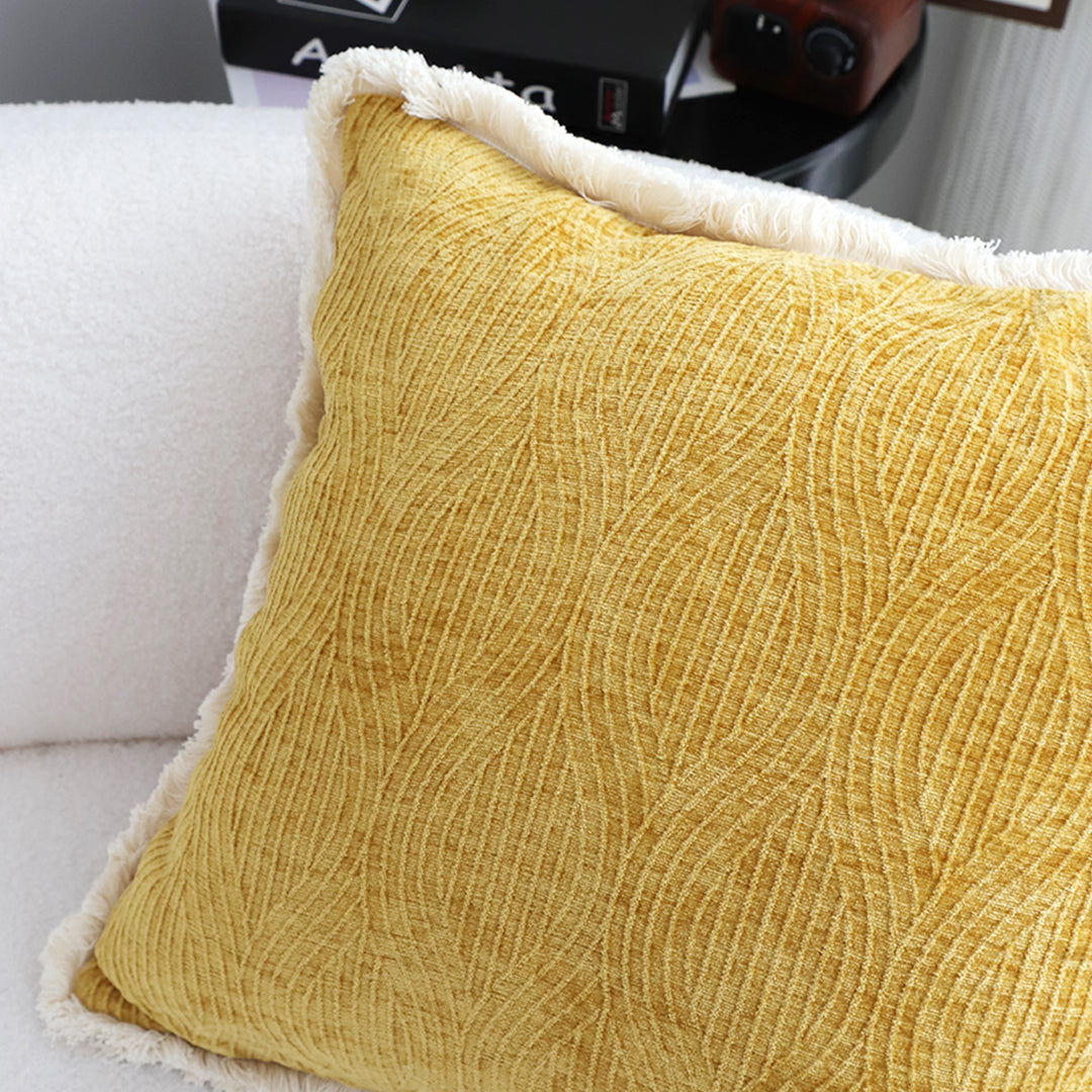 SOGA 2X 50cm Throw Pillow Turmeric Yellow Aesthetic Chenille Texture for Home Decor • LUZ-FrenchCushion313X2