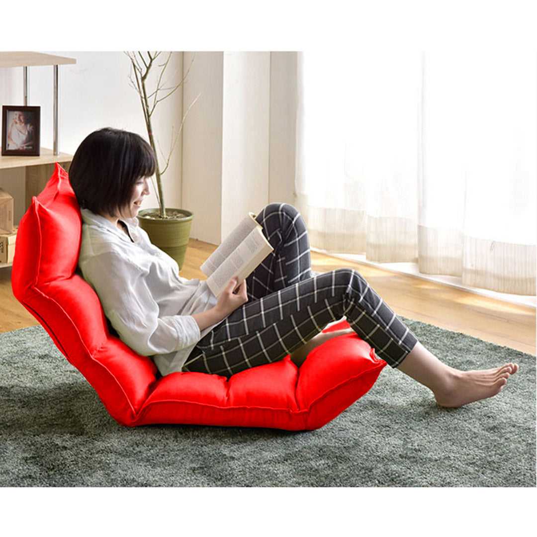 SOGA 2X Foldable Tatami Floor Sofa Bed Meditation Lounge Chair Recliner Lazy Couch Red • LUZ-LoungeLeatherRedX2