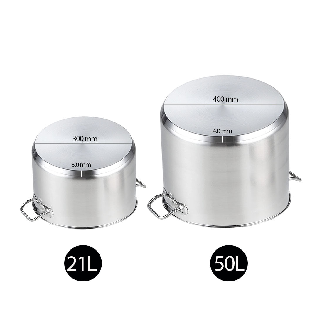SOGA Stock Pot 21L 50L Top Grade Thick Stainless Steel Stockpot 18/10 • LUZ-SOGAStockPot30CM40CM