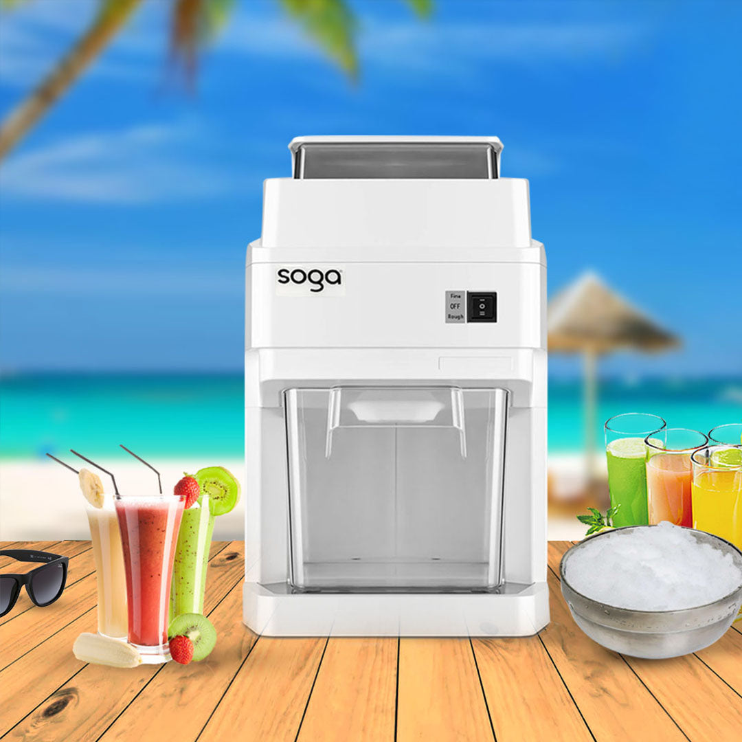 SOGA 300 Watts Electric Ice Shaver Crusher Slicer Snow Cone Maker Commercial Tabletop Machine 120kgs/h White • LUZ-CommercialElectricIceShaver288