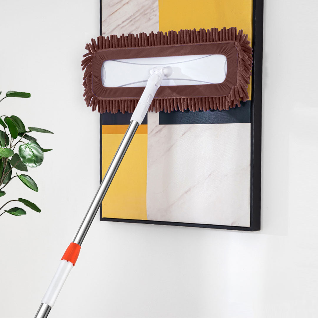 SOGA 60x12 Coffee Microfiber Flat Mop Floor Cleaning Pads Rotating Dust Remover • LUZ-MopCof60