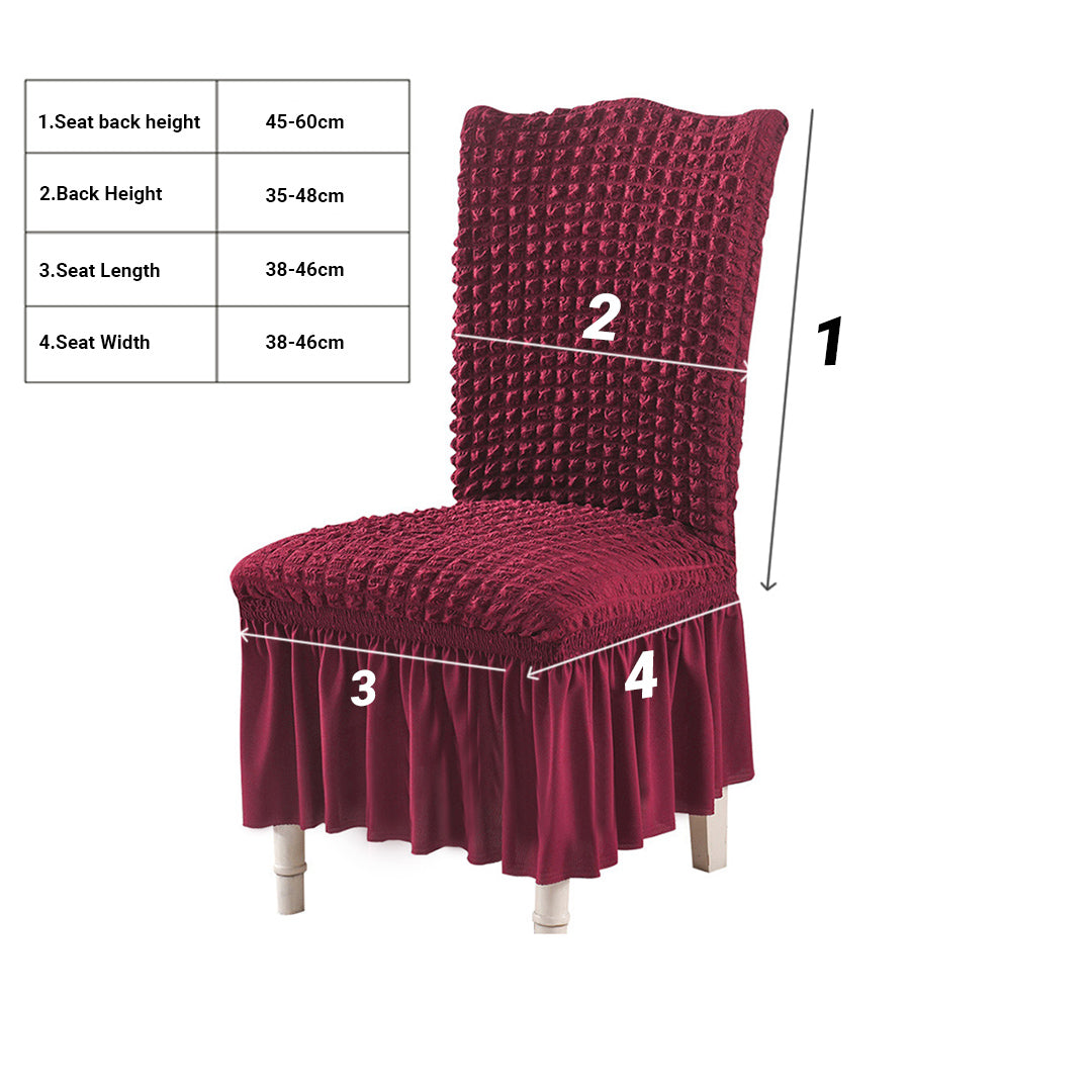 SOGA 2X Burgundy Chair Cover Seat Protector with Ruffle Skirt Stretch Slipcover Wedding Party Home Decor • LUZ-Chaircov21AX2