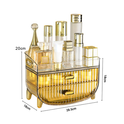 SOGA 3 Tier Golden Yellow Multifunctional Countertop Cosmetic Storage Makeup Skincare Holder Jewelry Cabinet Bathroom Desk Drawer Vanity Organiser LUZ-BathC124