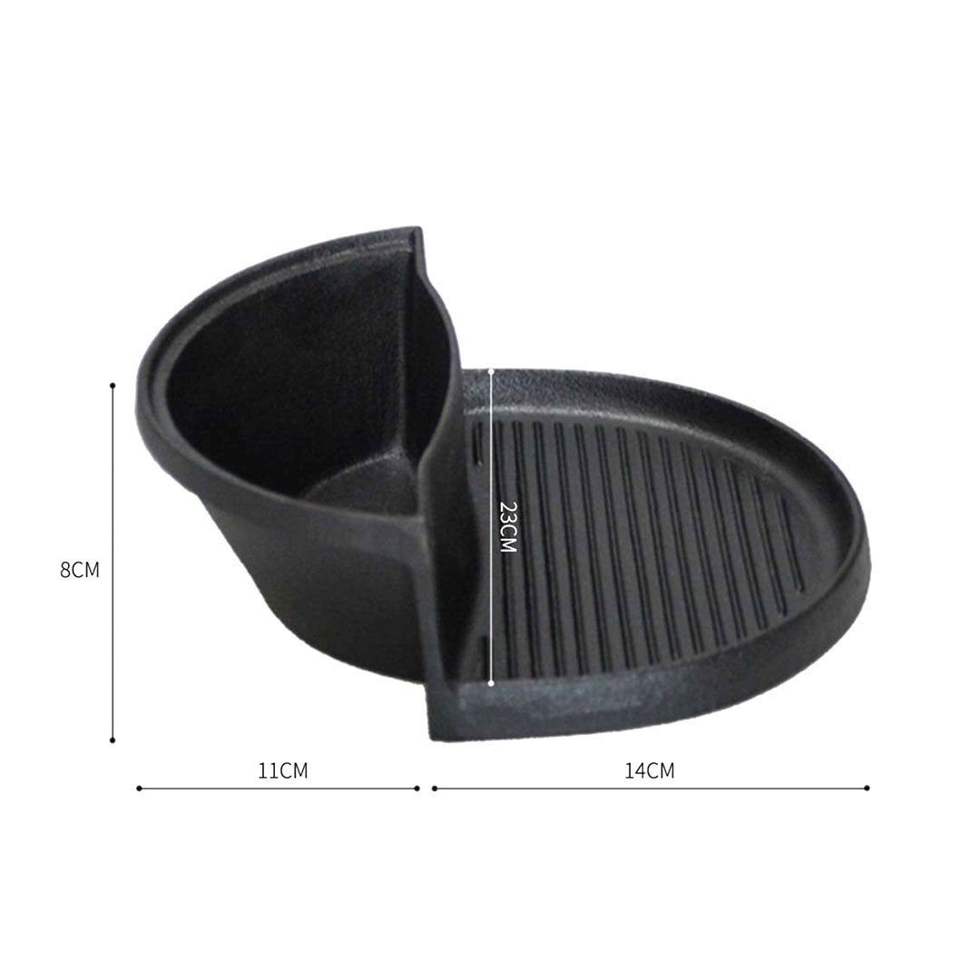 SOGA 2 in 1 Cast Iron Ribbed Fry Pan Skillet Griddle BBQ and Steamboat Hot Pot • LUZ-ZPaiB3