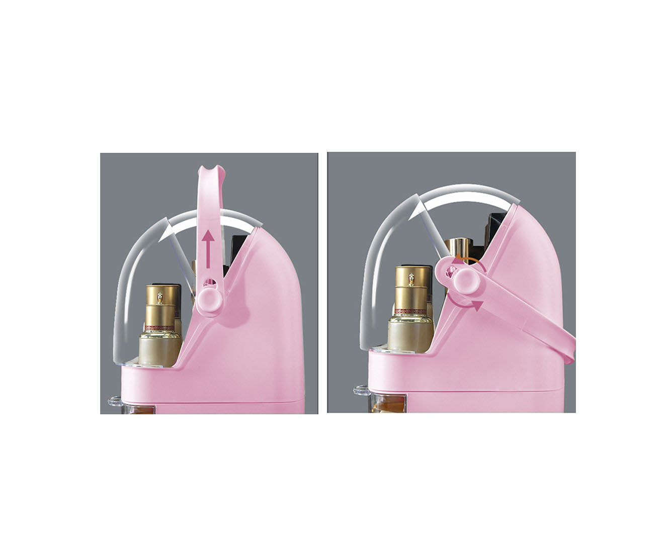 SOGA 2X 3 Tier Pink Countertop Makeup Cosmetic Storage Organiser Skincare Holder Jewelry Storage Box with Handle • LUZ-BathC104X2