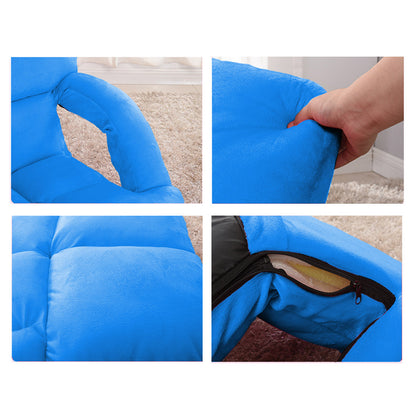 SOGA Foldable Lounge Cushion Adjustable Floor Lazy Recliner Chair with Armrest Blue • LUZ-LoungeKidBlue