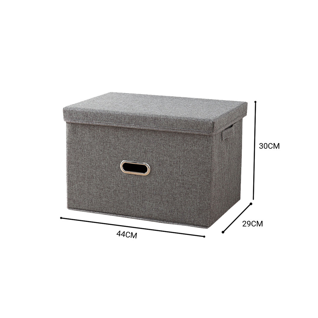 SOGA 2X Grey Large Foldable Canvas Storage Box Cube Clothes Basket Organiser Home Decorative Box • LUZ-SBox003X2