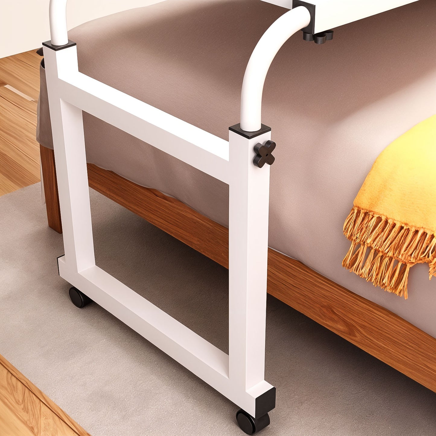 SOGA 2X 140x45cm White Cross Bed Movable Desk Table w/ Adjustable Length & Height • LUZ-SideTab30X2