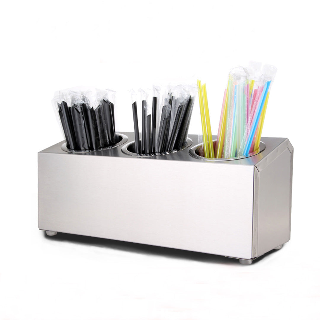 SOGA 2X 18/10 Stainless Steel Commercial Conical Utensils Cutlery Holder with 3 Holes • LUZ-CutleryHolder4601X2