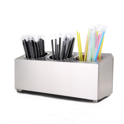 SOGA 2X 18/10 Stainless Steel Commercial Conical Utensils Cutlery Holder with 3 Holes • LUZ-CutleryHolder4601X2