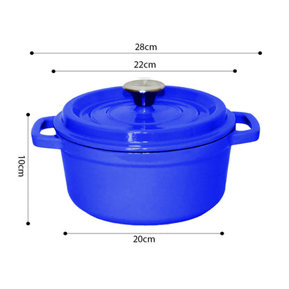 SOGA 2X Cast Iron 24cm Enamel Porcelain Stewpot Casserole Stew Cooking Pot With Lid Blue • LUZ-Stewpot24cmBlueX2