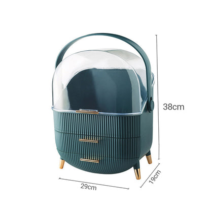 SOGA 2X 29cm Green Countertop Makeup Cosmetic Storage Organiser Skincare Holder Jewelry Storage Box with Handle • LUZ-BathC110X2