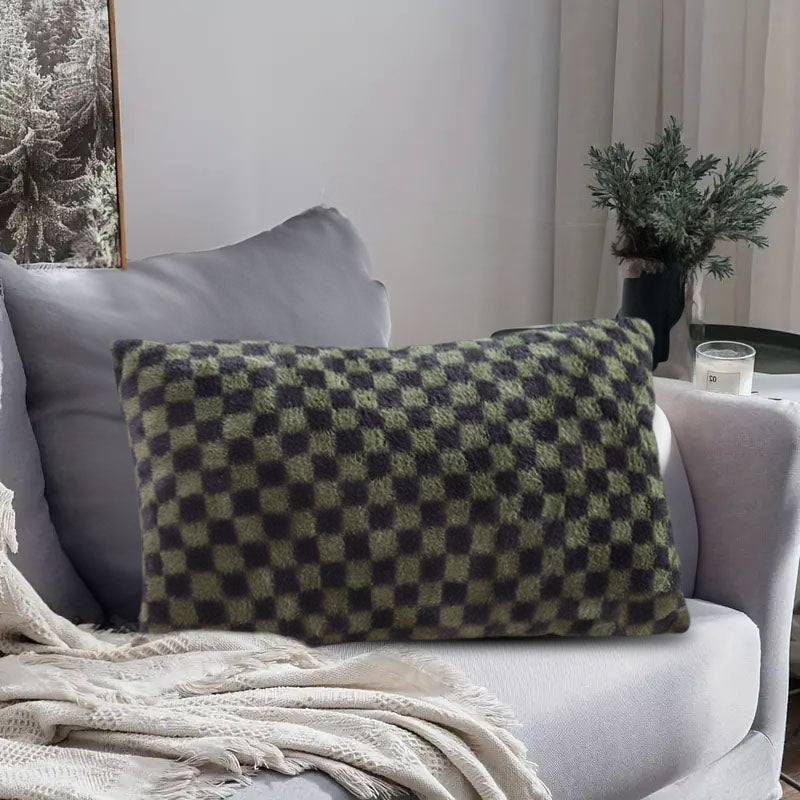 SOGA 30cm Urban Light Luxury Dark Green Checkered Lumbar Throw Pillow • LUZ-FrenchCushion239