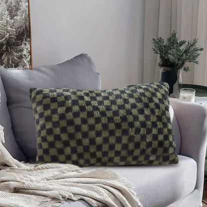 SOGA 30cm Urban Light Luxury Dark Green Checkered Lumbar Throw Pillow • LUZ-FrenchCushion239