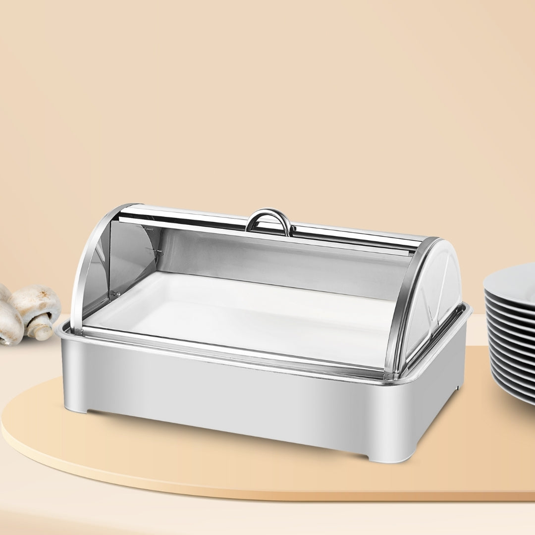 SOGA 59x38.5cm Silver Color Ceramic Serving Bowl Chafing Dish for Kitchen Essential • LUZ-ChafingDish6V14