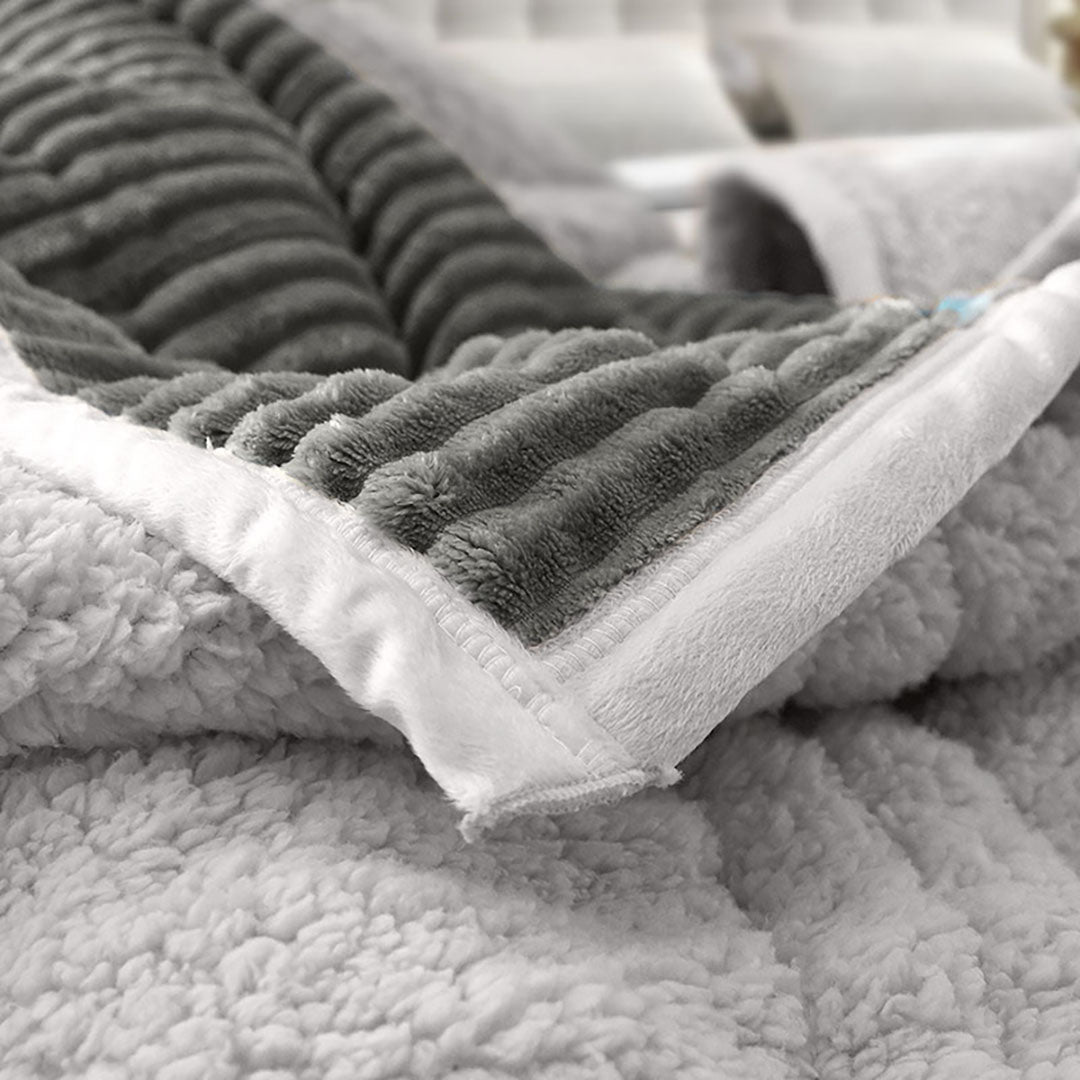 SOGA Grey Throw Blanket Warm Cozy Double Sided Thick Flannel Coverlet Fleece Bed Sofa Comforter • LUZ-Blanket306