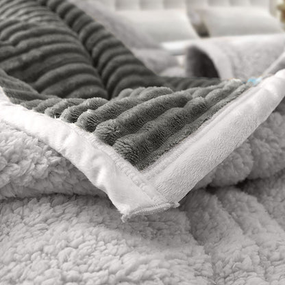 SOGA Grey Throw Blanket Warm Cozy Double Sided Thick Flannel Coverlet Fleece Bed Sofa Comforter • LUZ-Blanket306