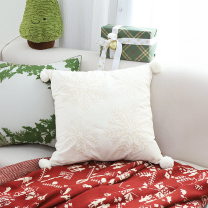 SOGA 2X 45cm Throw Pillow White Soft Plush Cushion Christmas Snowflake Ball Square For festive Holiday • LUZ-FrenchCushion267X2