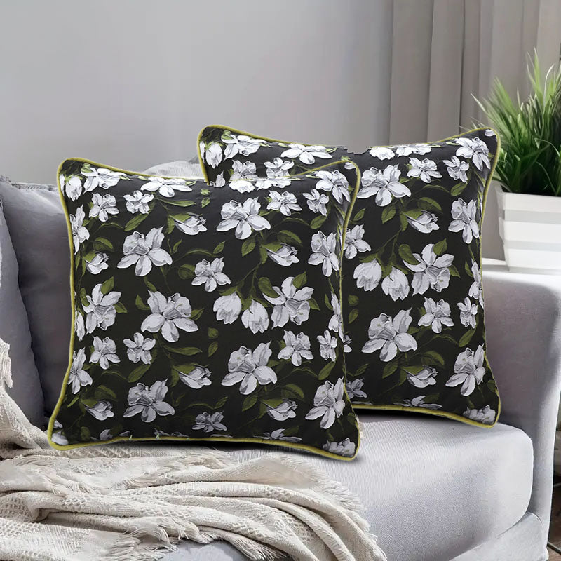 SOGA 45cm Subtle Foliage Green Pillow Subtle Orchid Blossom Square Throw Pillow • LUZ-FrenchCushion256
