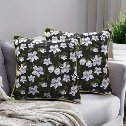 SOGA 45cm Subtle Foliage Green Pillow Subtle Orchid Blossom Square Throw Pillow • LUZ-FrenchCushion256