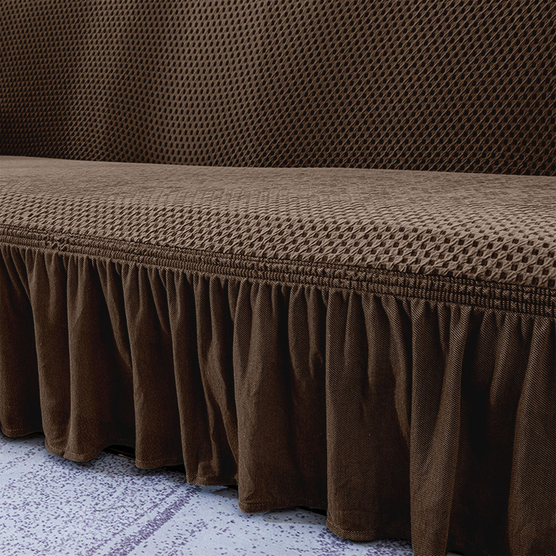 SOGA 1-Seater Coffee Sofa Cover with Ruffled Skirt Couch Protector High Stretch Lounge Slipcover Home Decor • LUZ-SofaCov1