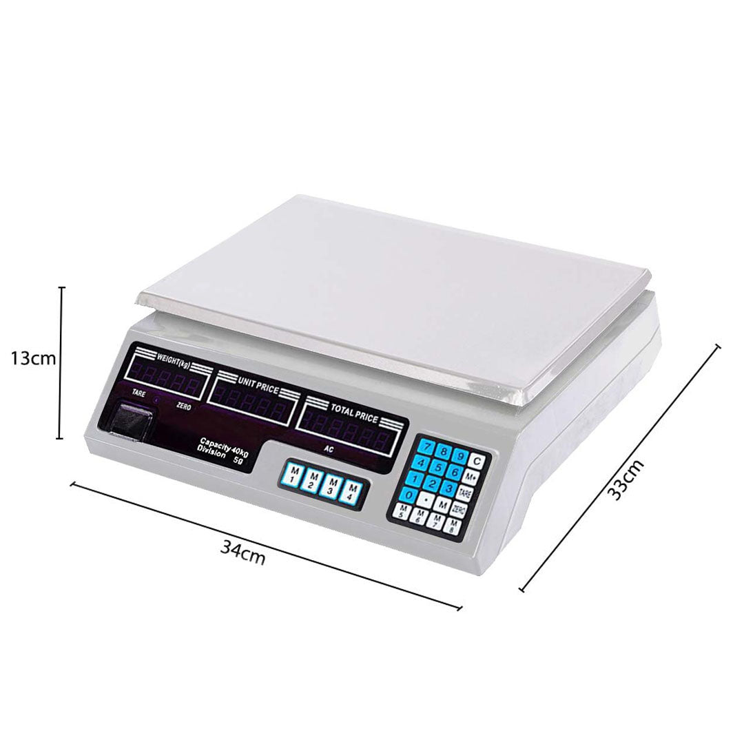 SOGA 40kg Digital Commercial Kitchen Scales Shop Electronic Weight Scale Food White • LUZ-Scale40kgWHT