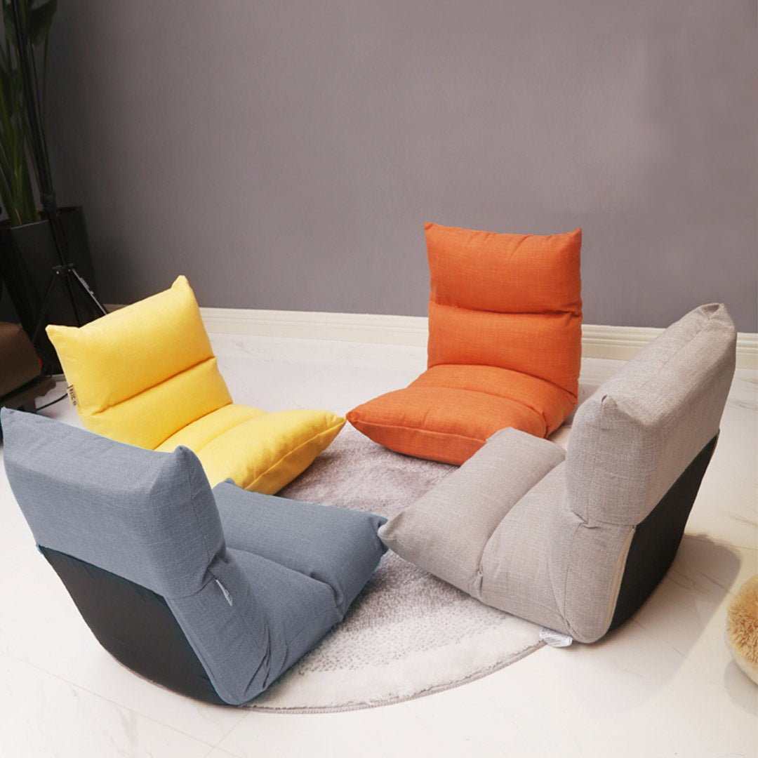 SOGA 2X Lounge Floor Recliner Adjustable Lazy Sofa Bed Folding Game Chair Orange • LUZ-LoungeFabricOrangeX2