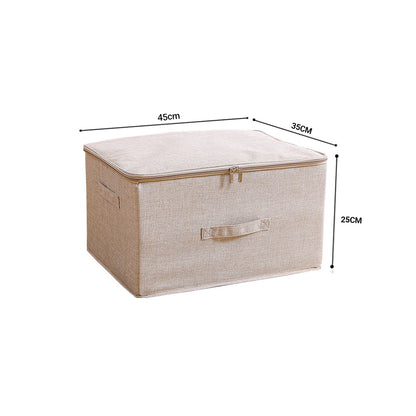 SOGA 2X Beige Large Portable Double Zipper Storage Box Moisture Proof Clothes Basket Foldable Home Organiser • LUZ-SBox024X2