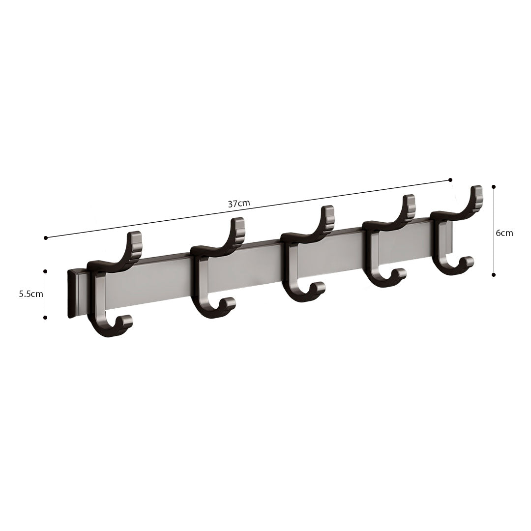 SOGA 2X 37cm Wall Mounted Towel Rack Space-Saving Hanger Organiser with Durable Hooks LUZ-TAN1017X2