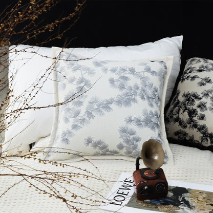 SOGA 2X 45cm Throw Pillow Cream White Wide Border with Branch and Pine Needle Design Pattern Home Decor • LUZ-FrenchCushion306X2