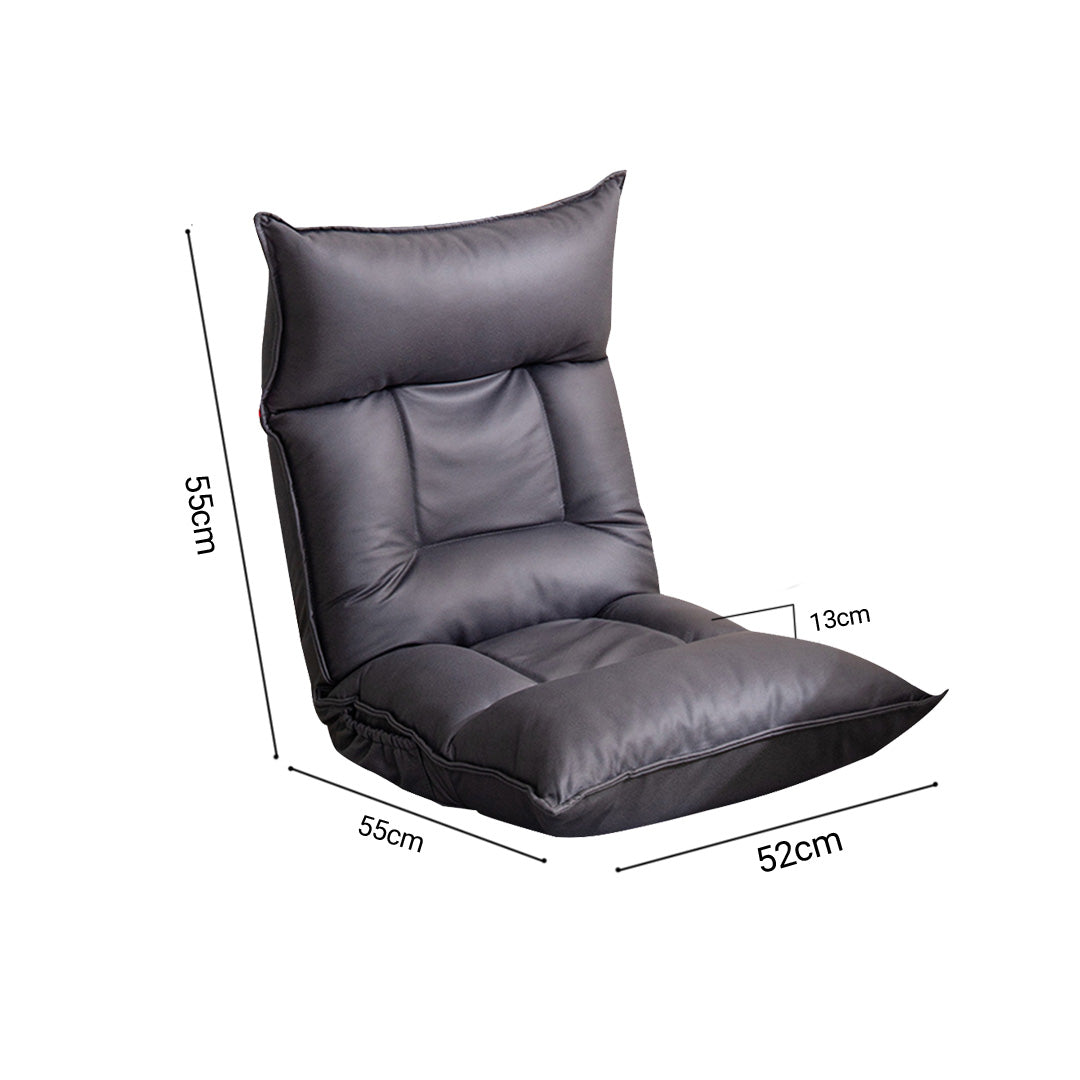 SOGA 2X Grey Lounge Recliner Lazy Sofa Bed Tatami Cushion Collapsible Backrest Seat Home Office Decor • LUZ-LoungeC3809X2