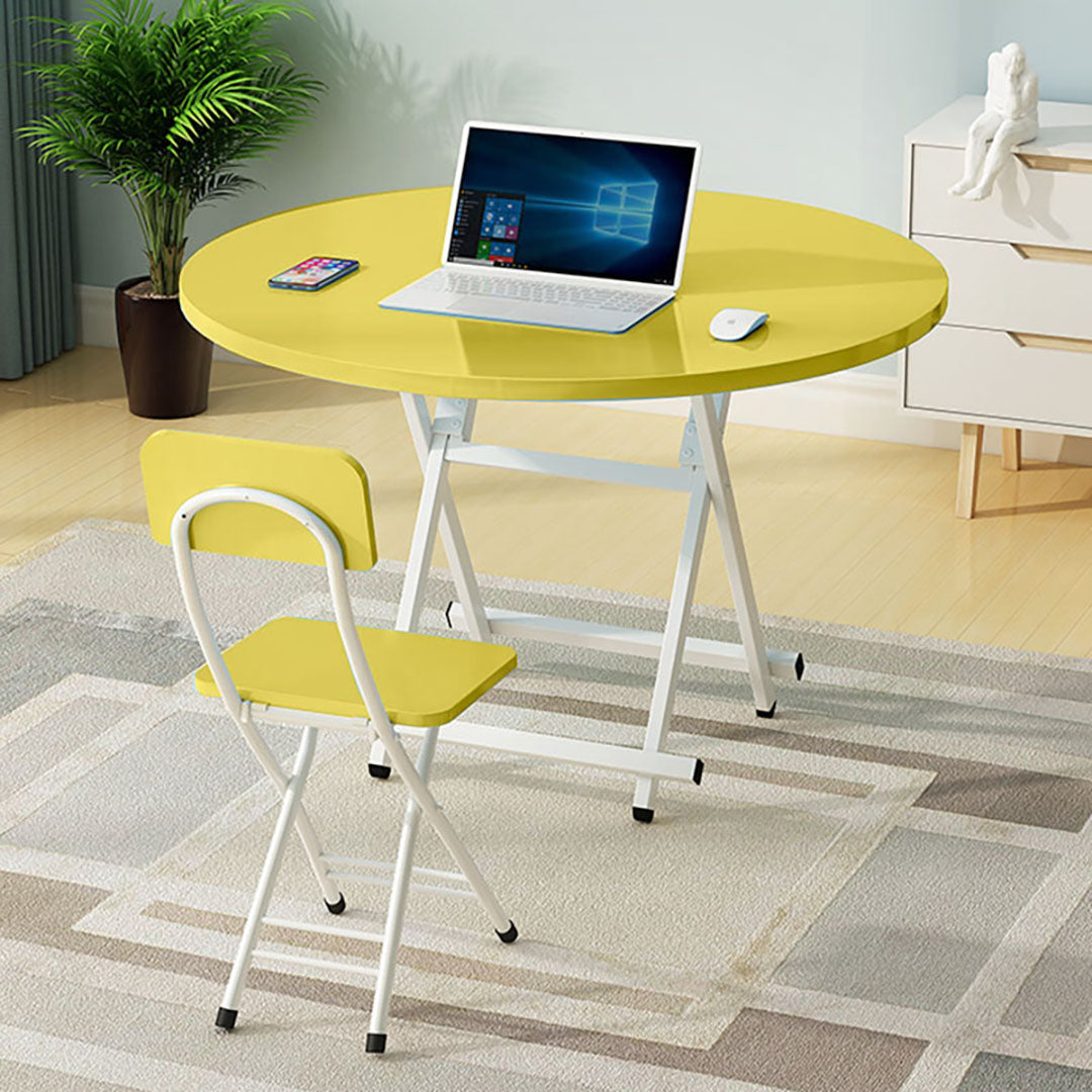 SOGA Yellow Dining Table Portable Round Surface Space Saving Folding Desk Home Decor • LUZ-TableRD725