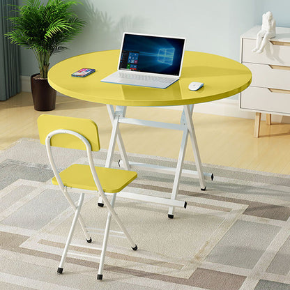 SOGA Yellow Dining Table Portable Round Surface Space Saving Folding Desk Home Decor • LUZ-TableRD725