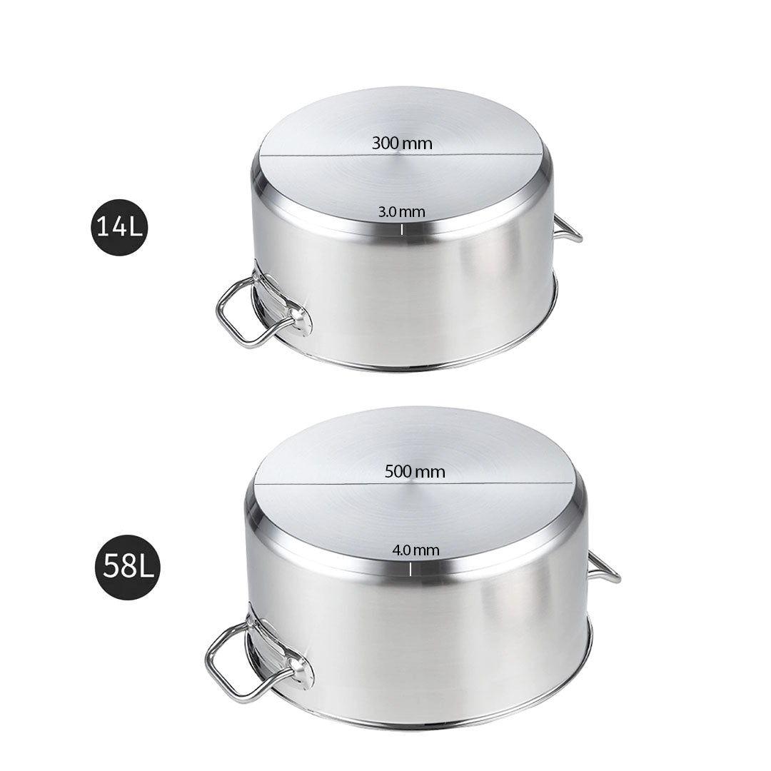 SOGA Stock Pot 14L 58L Top Grade Thick Stainless Steel Stockpot 18/10 • LUZ-SOGAStockPot14L58LA
