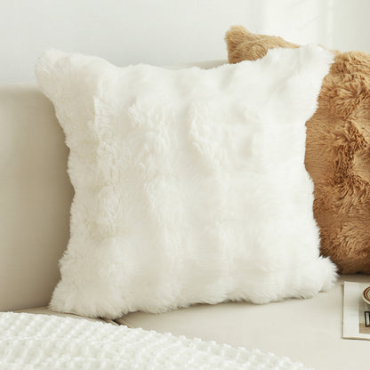 SOGA 2X 50cm Throw Pillow White Rabbit Fur Cushion Luxurious Soft Decorative Square Pillow for Living Room • LUZ-FrenchCushion301X2