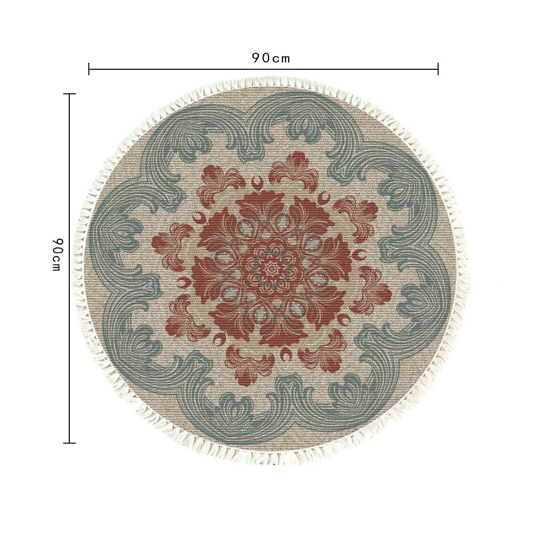 SOGA 2X 90cm Mandala Round Rug Boho Design Hippie Area Rug Anti-slip Doormat, Home Decor • LUZ-CarpetYH58X2