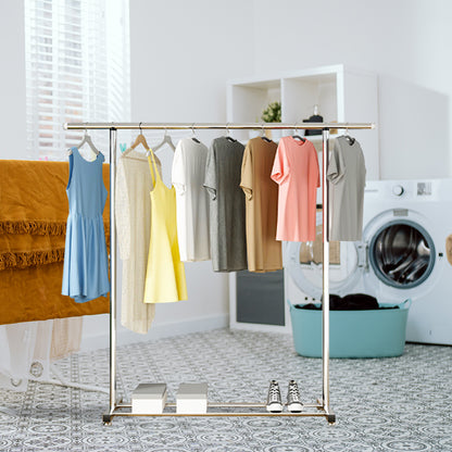 SOGA 2X 240cm Stainless Steel Floor-Standing Clothes Rack - Durable and Space-Saving Laundry Organizer • LUZ-BSXG2527X2