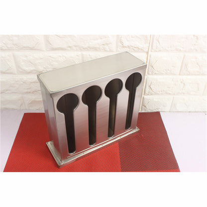 SOGA Stainless Steel Buffet Restaurant Spoon Utensil Holder Storage Rack 4 Holes • LUZ-CutleryHolder4631