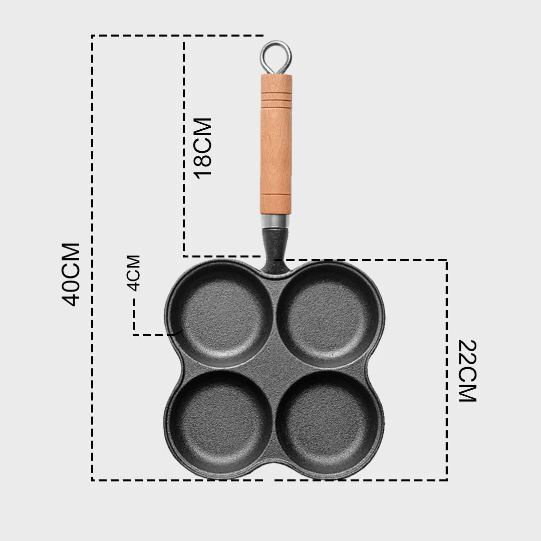 SOGA 4 Mold Multi-Portion Cast Iron Breakfast Fried Egg Pancake Omelet Fry Pan • LUZ-ZPai027