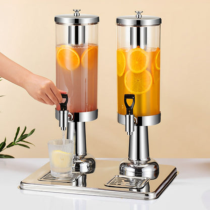 SOGA 6L Dual Silver Stainless Steel Beverage Dispenser Ice Cylinder Clear Juicer Hot Cold Water Jug • LUZ-VICDispenser5713